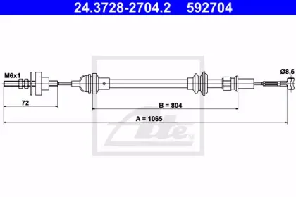 24.3728-2704.2 ATE Трос, управление сцеплением