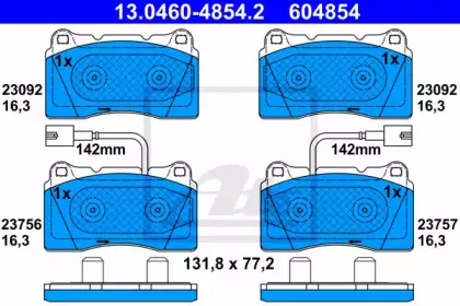 13.0460-4854.2 ATE Комплект тормозных колодок, дисковый тормоз