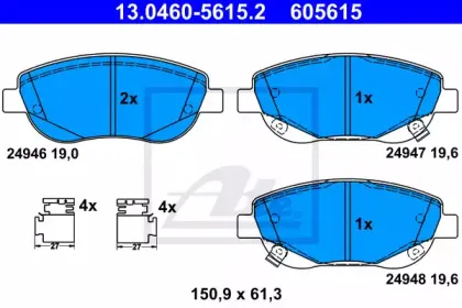 13.0460-5615.2 ATE Комплект тормозных колодок, дисковый тормоз