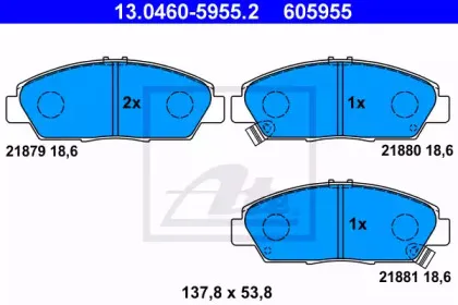 13.0460-5955.2 ATE Комплект тормозных колодок, дисковый тормоз