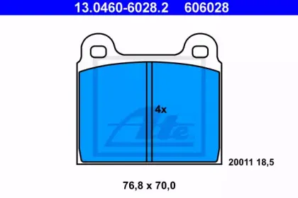 13.0460-6028.2 ATE Комплект тормозных колодок, дисковый тормоз