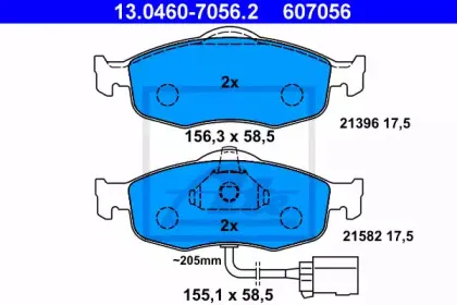13.0460-7056.2 ATE Комплект тормозных колодок, дисковый тормоз