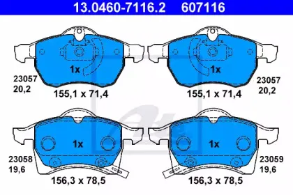 13.0460-7116.2 ATE Комплект тормозных колодок, дисковый тормоз