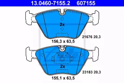 13.0460-7155.2 ATE Комплект тормозных колодок, дисковый тормоз