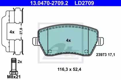 13.0470-2709.2 ATE Комплект тормозных колодок, дисковый тормоз