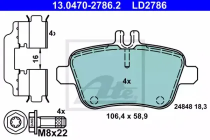 13.0470-2786.2 ATE Комплект тормозных колодок, дисковый тормоз