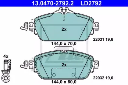 13.0470-2792.2 ATE Комплект тормозных колодок, дисковый тормоз