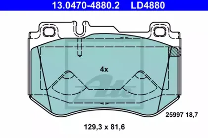 13.0470-4880.2 ATE Комплект тормозных колодок, дисковый тормоз
