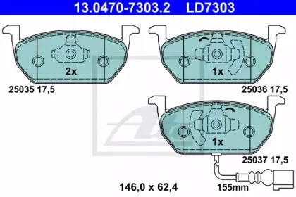13.0470-7303.2 ATE Комплект тормозных колодок, дисковый тормоз