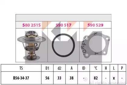 580 251 KW Термостат, охлаждающая жидкость