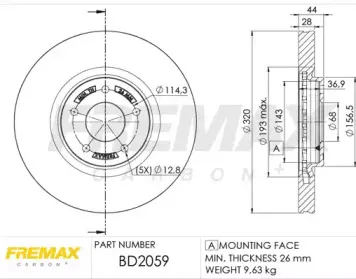 BD-2059 FREMAX Тормозной диск