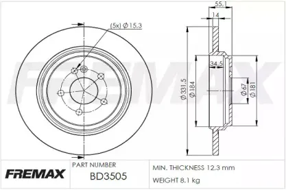 BD-3505 FREMAX Тормозной диск