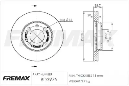 BD-3975 FREMAX Тормозной диск