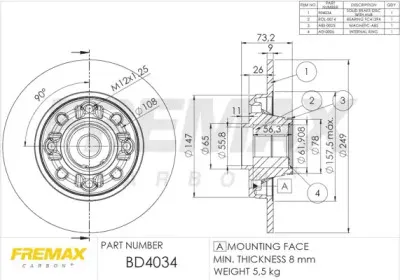 BD-4034 FREMAX Тормозной диск