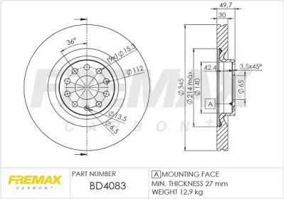 BD-4083 FREMAX Тормозной диск