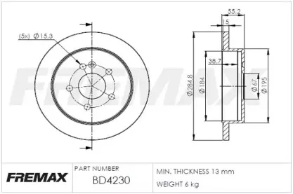 BD-4230 FREMAX Тормозной диск
