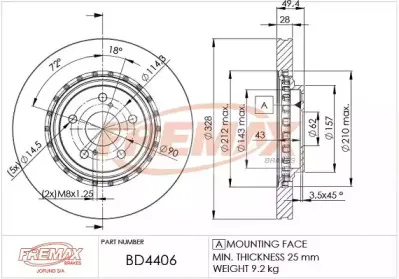 BD-4406 FREMAX Тормозной диск