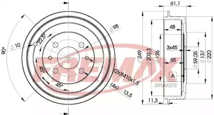 BD-4593 FREMAX Тормозной барабан