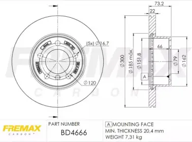 BD-4666 FREMAX Тормозной диск