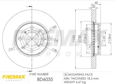 BD-6035 FREMAX Тормозной диск