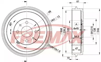 BD-9600 FREMAX Тормозной барабан
