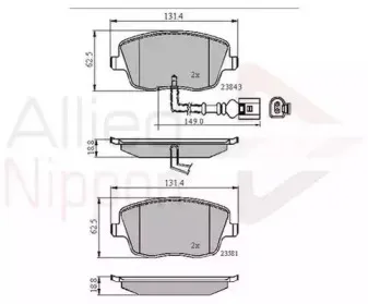 ADB11147 COMLINE Комплект тормозных колодок, дисковый тормоз