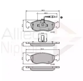 ADB1570 COMLINE Комплект тормозных колодок, дисковый тормоз
