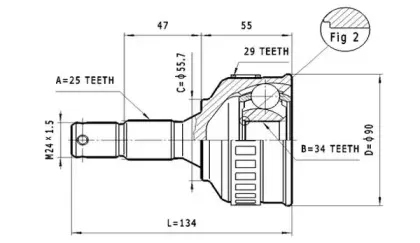 C.115 STATIM Шарнирный комплект, приводной вал