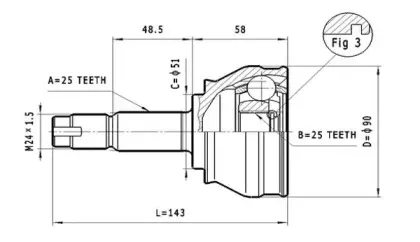 C.147 STATIM Шарнирный комплект, приводной вал