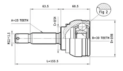 C.625 STATIM Шарнирный комплект, приводной вал
