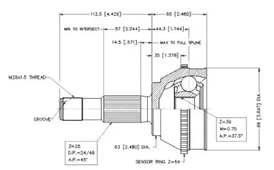 18262 VEMA Шарнирный комплект, приводной вал