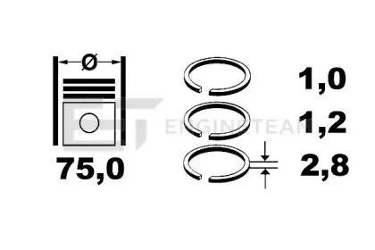 R4000200 ET ENGINETEAM Комплект поршневых колец