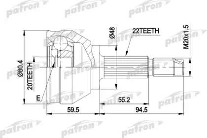 PCV1055 PATRON Шарнирный комплект, приводной вал