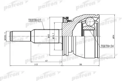 PCV1078 PATRON Шарнирный комплект, приводной вал