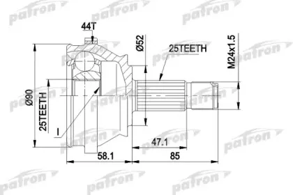 PCV1110 PATRON Шарнирный комплект, приводной вал