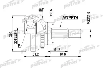 PCV1127 PATRON Шарнирный комплект, приводной вал