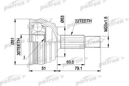 PCV1190 PATRON Шарнирный комплект, приводной вал