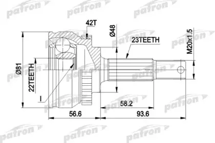 PCV1193 PATRON Шарнирный комплект, приводной вал