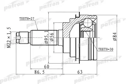 PCV1260 PATRON Шарнирный комплект, приводной вал
