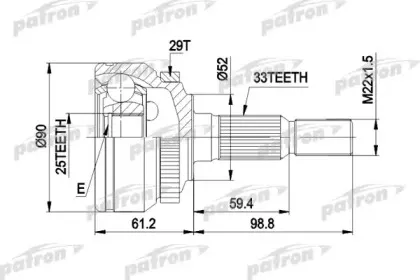 PCV1269 PATRON Шарнирный комплект, приводной вал