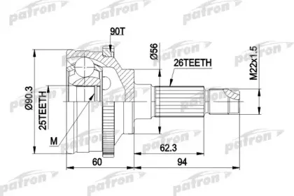 PCV1278 PATRON Шарнирный комплект, приводной вал