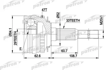 PCV1279 PATRON Шарнирный комплект, приводной вал