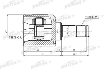 PCV1392 PATRON Шарнирный комплект, приводной вал