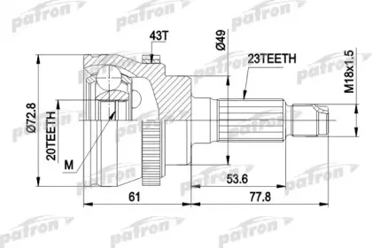 PCV1394 PATRON Шарнирный комплект, приводной вал