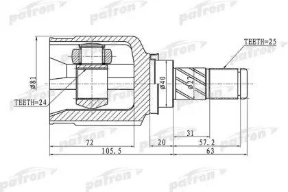 PCV1411 PATRON Шарнирный комплект, приводной вал