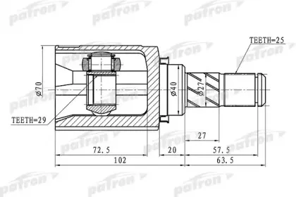 PCV1421 PATRON Шарнирный комплект, приводной вал