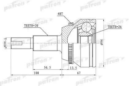 PCV1436 PATRON Шарнирный комплект, приводной вал