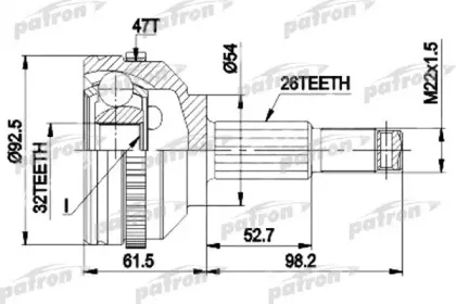 PCV1438 PATRON Шарнирный комплект, приводной вал