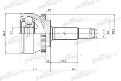 PCV1475 PATRON Шарнирный комплект, приводной вал