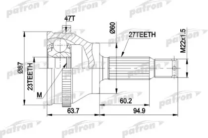 PCV1617AR PATRON Шарнирный комплект, приводной вал